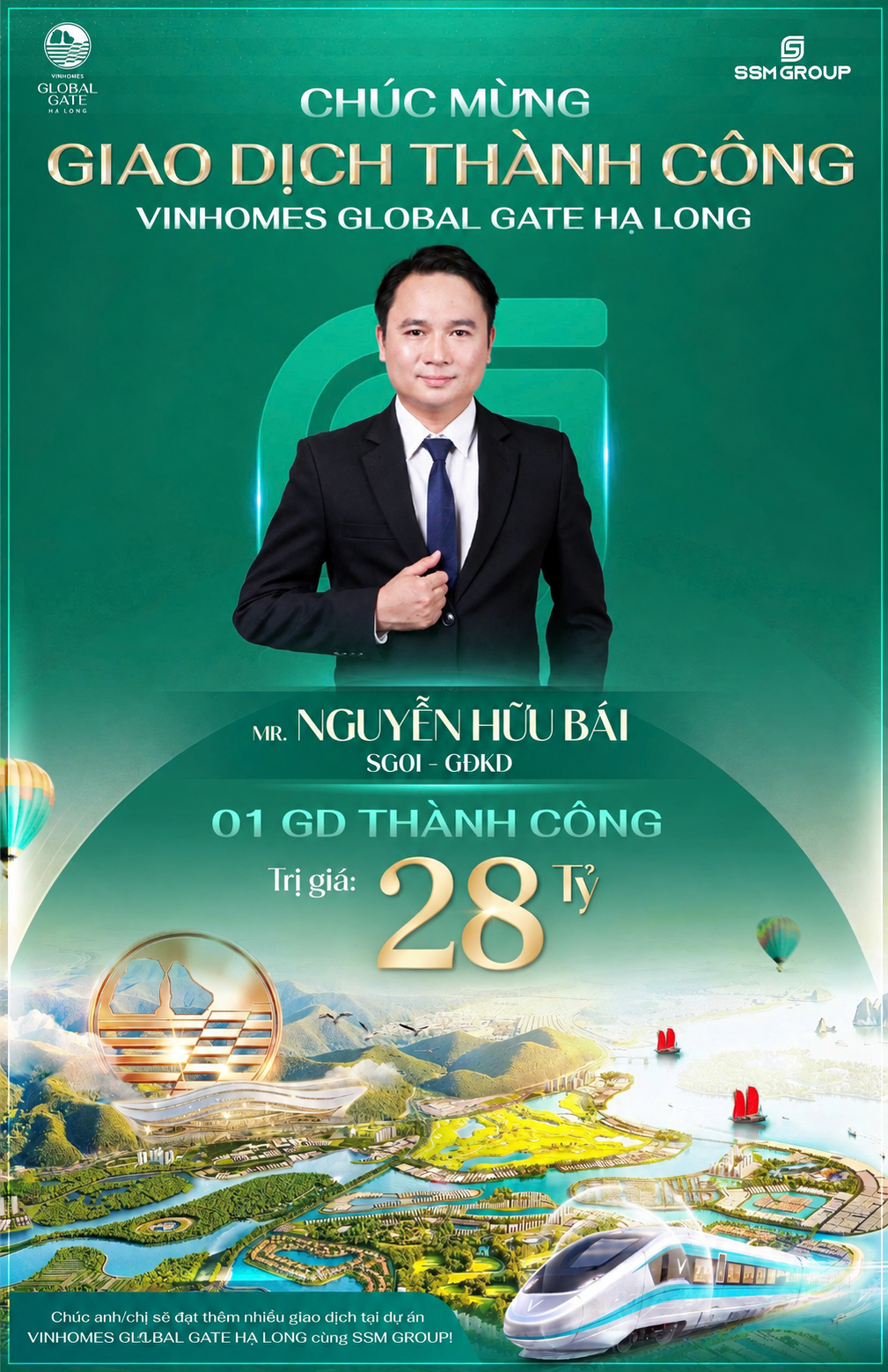 Vinh danh Mr. Nguyễn Hữu Bái với giao dịch thành công trị giá 28 tỷ