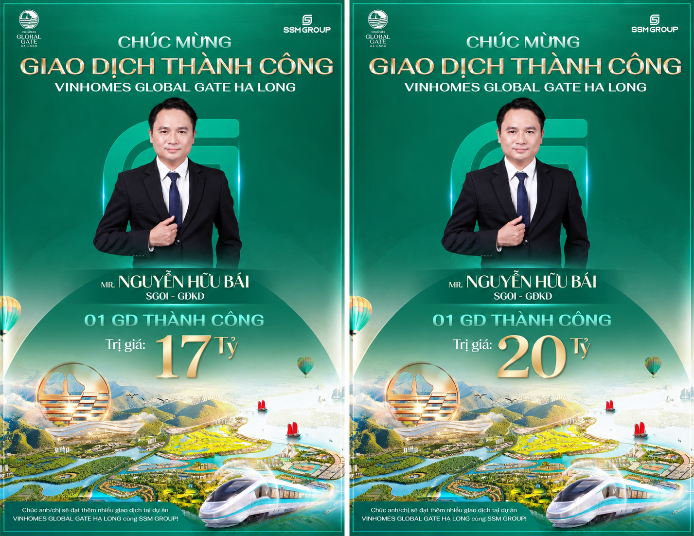 Vinh danh các giao dịch thành công của Mr. Nguyễn Hữu Bái